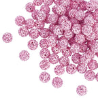 Ph Pandahall 10Mm Pink Rhinestones Beads 100Pcs Pave Disco Ball Clay Beads Polymer Clay Crystal Beads Round Craft Beads For Frie