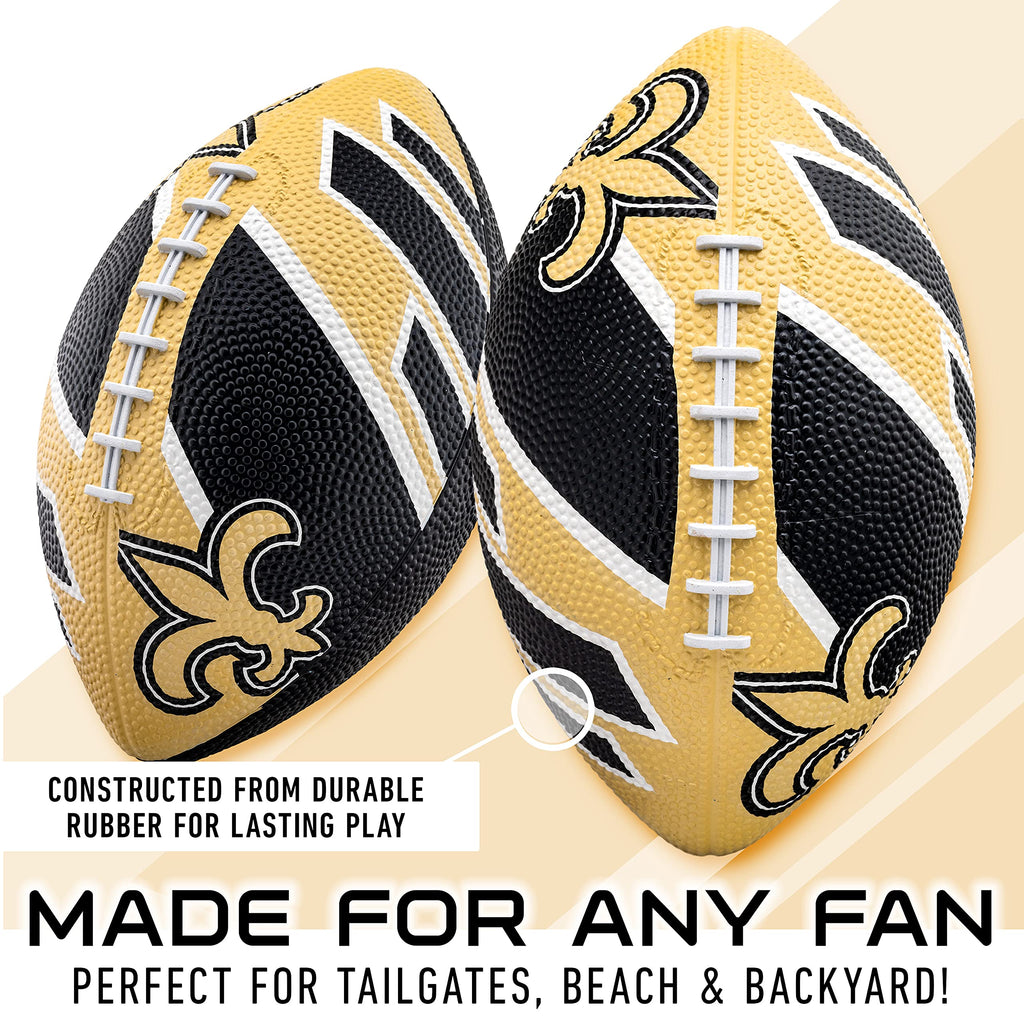 Franklin Sports Nfl New Orleans Saints Football - Youth Football - Mini 8.5'' Rubber Ball - Perfect For Kids - Team Logos And Co