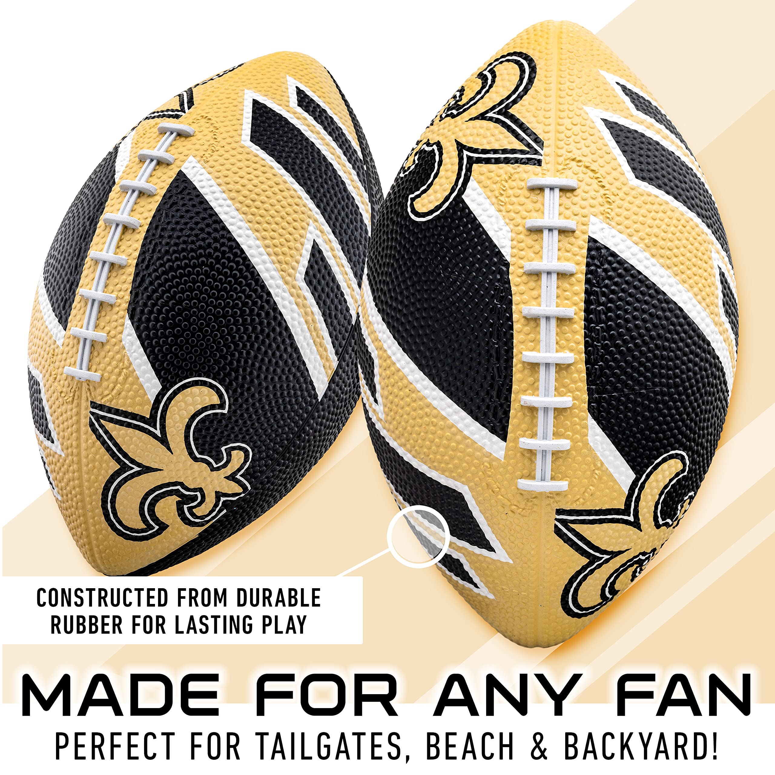 Franklin Sports Nfl New Orleans Saints Football - Youth Football - Mini 8.5'' Rubber Ball - Perfect For Kids - Team Logos And Co
