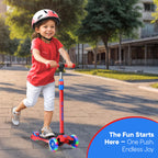 Dribbl 3-Wheel Kids Scooter - Lean-to-Steer Technology, Adjustable Height Handlebar, Anti-Slip Deck, Scooter for Boys & Girls Ag