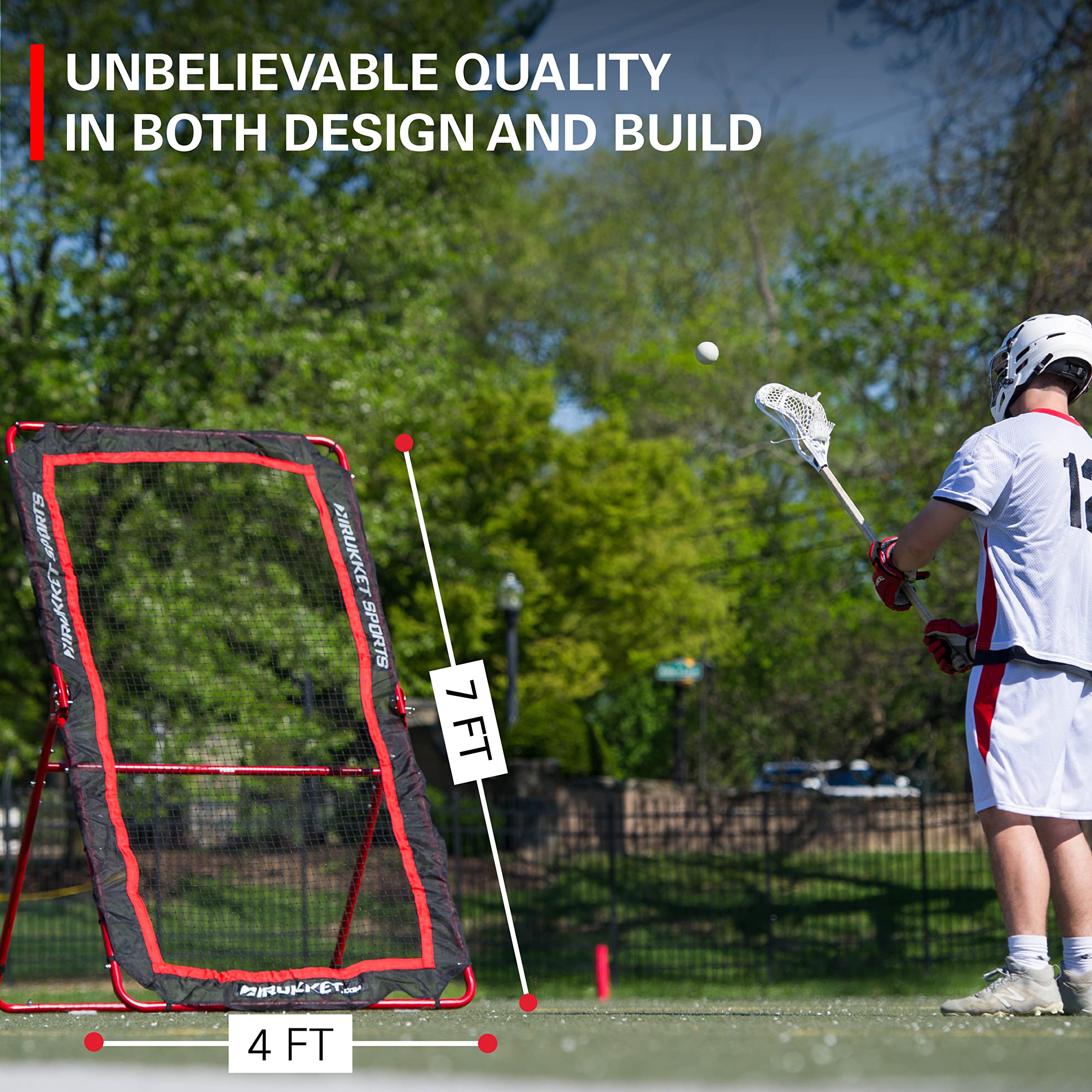 Rukket 4X7Ft Lacrosse Rebounder Pitchback Training Screen, Practice Catching, Throwing, And Shooting