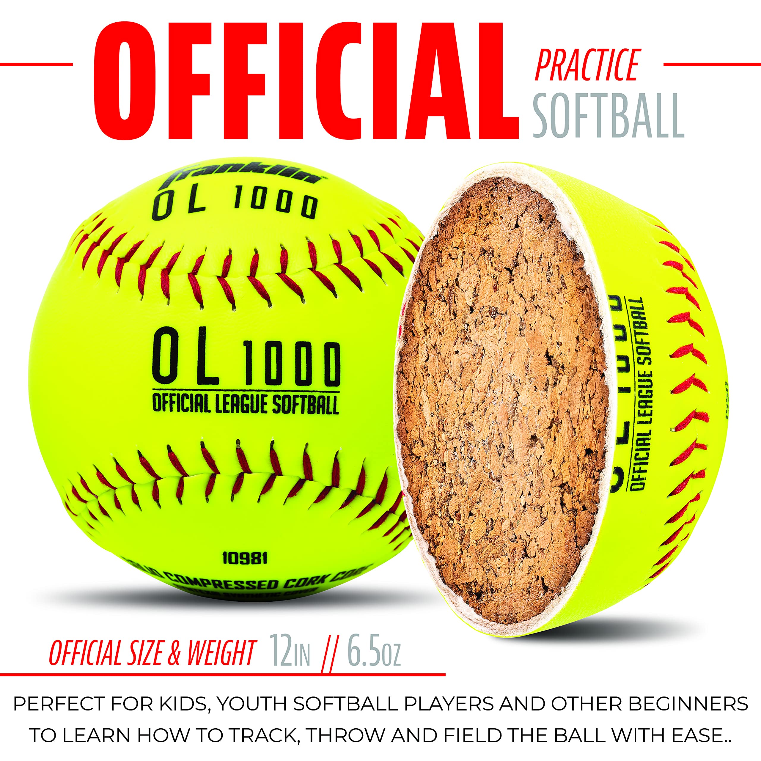 Franklin Sports Practice Softballs, Official Size And Weight, 1 Pack
