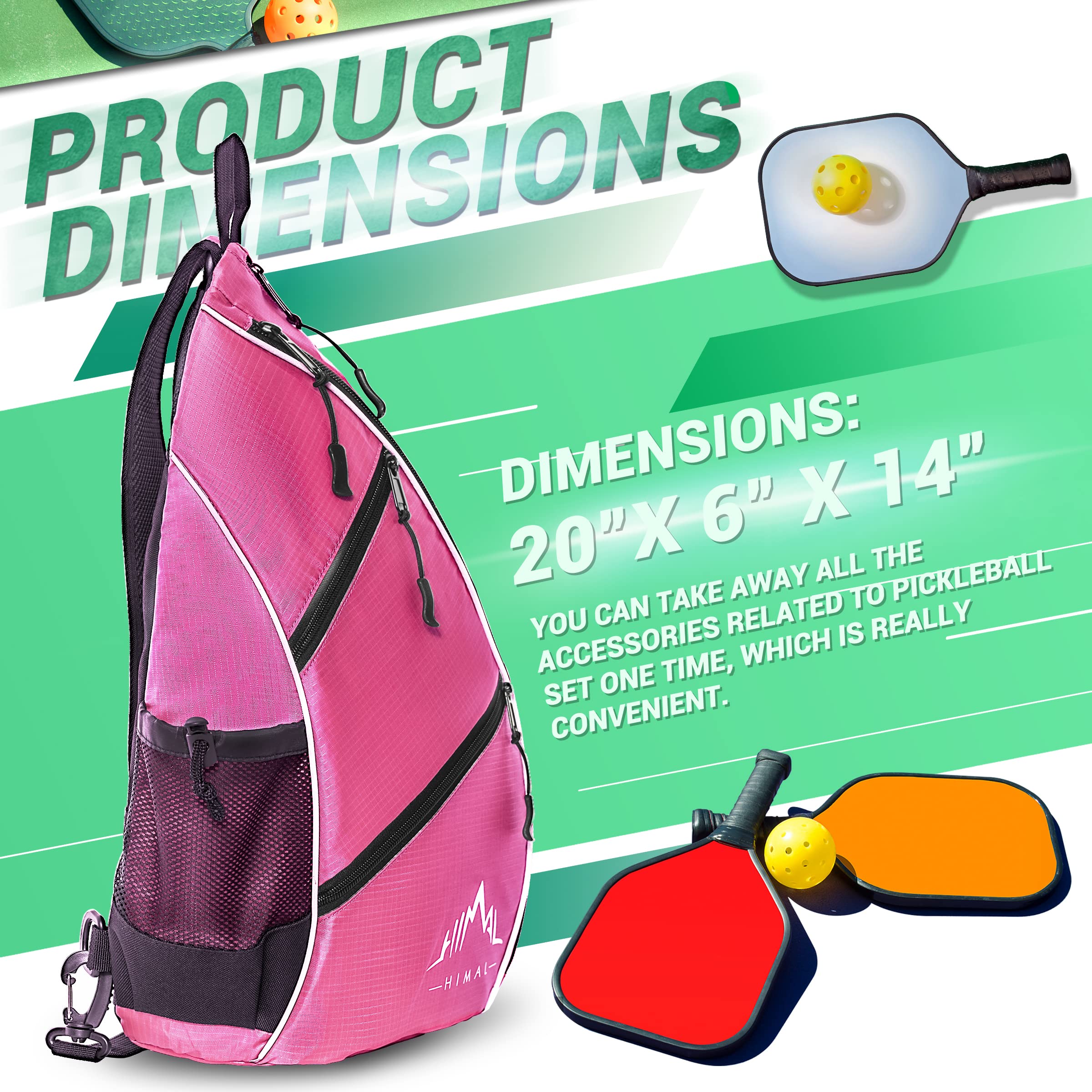 Himal Pickleball Bag-Adjustable Pickleball,Tennis,Racketball Sling Bag-Pickleball Backpack With Water Bottle Holder For Men And