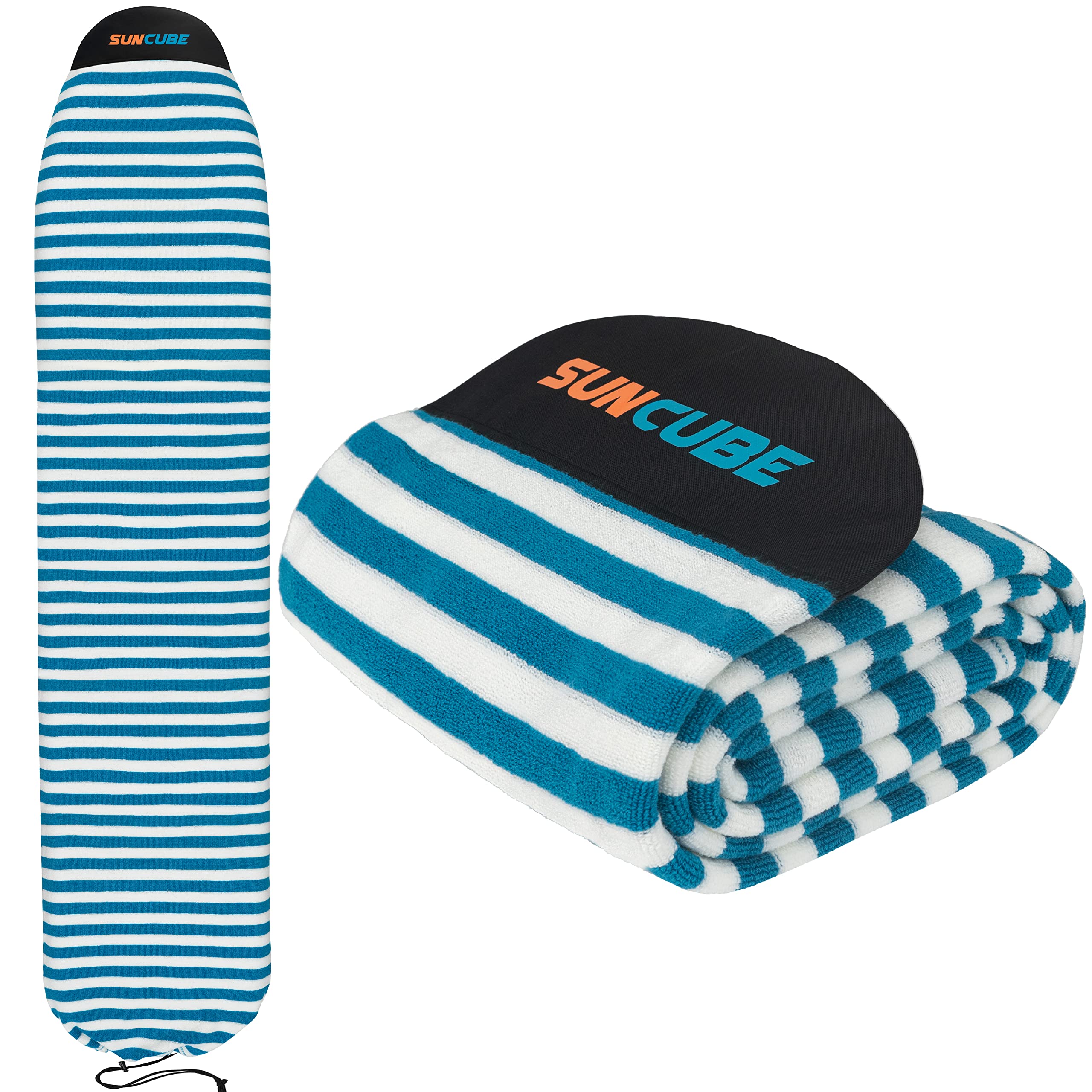 SUN CUBE Surfboard Sock Cover, Protective Surf Bag for Surfing Board, Light Stretchy Surfbag Sleeve for Longboard, Hybrid (86