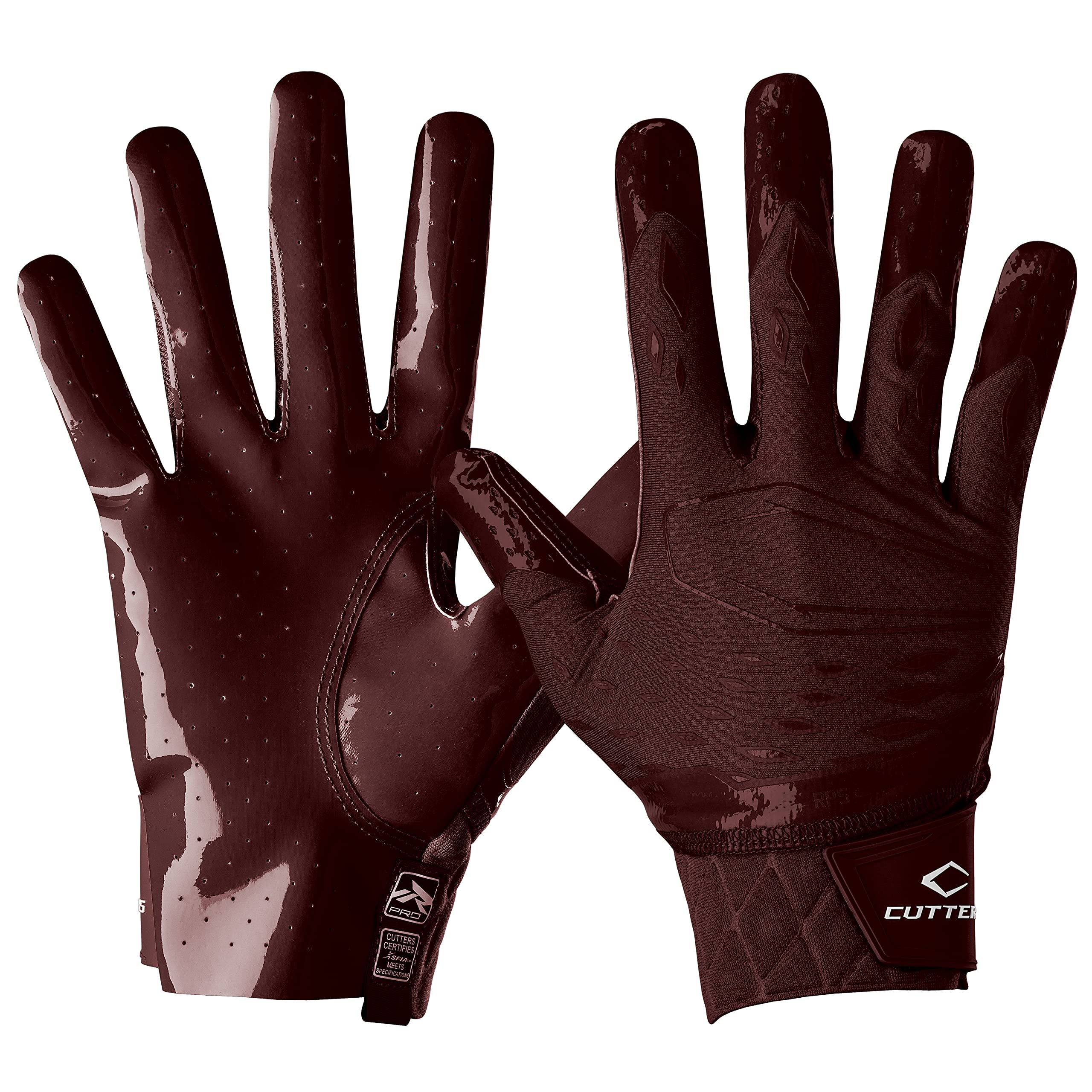 Cutters Rev Pro 5.0 Receiver Gloves Solid Maroon M