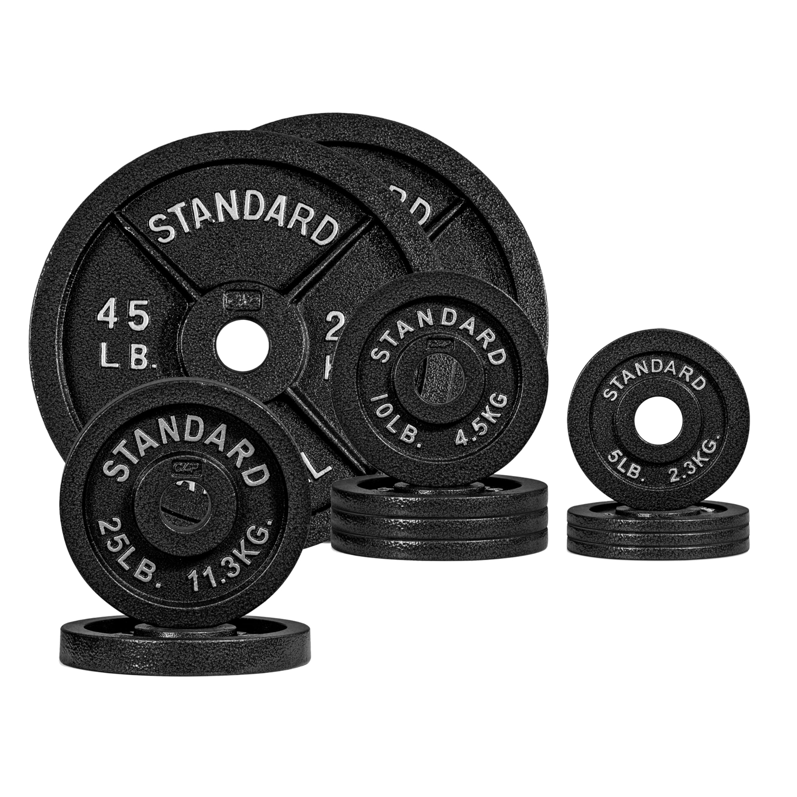 CAP Barbell 200 LB Classic Olympic 2-Inch Cast Iron Weight Plate Set | Black