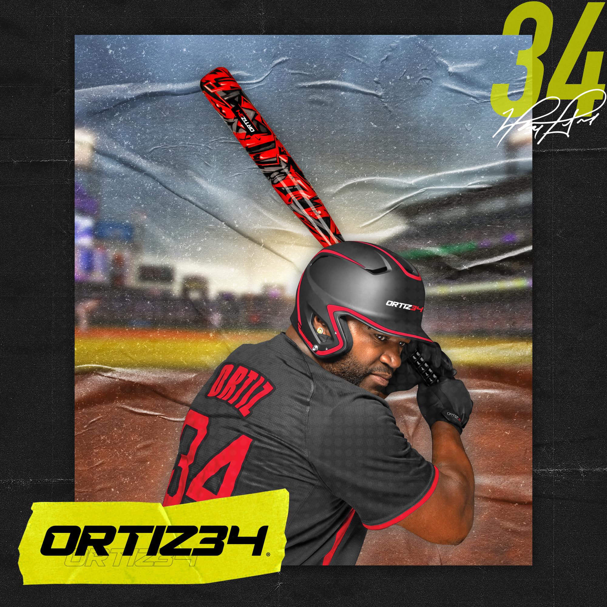 Ortiz34 Bat & Ball Set - Graffiti Plastic Bat & Ball Homerun Set- David Ortiz Backyard Baseball Set for Youth, Kids, Teenagers,