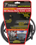 Trimax Mag10Sc 10Ft Combination Cable Lock