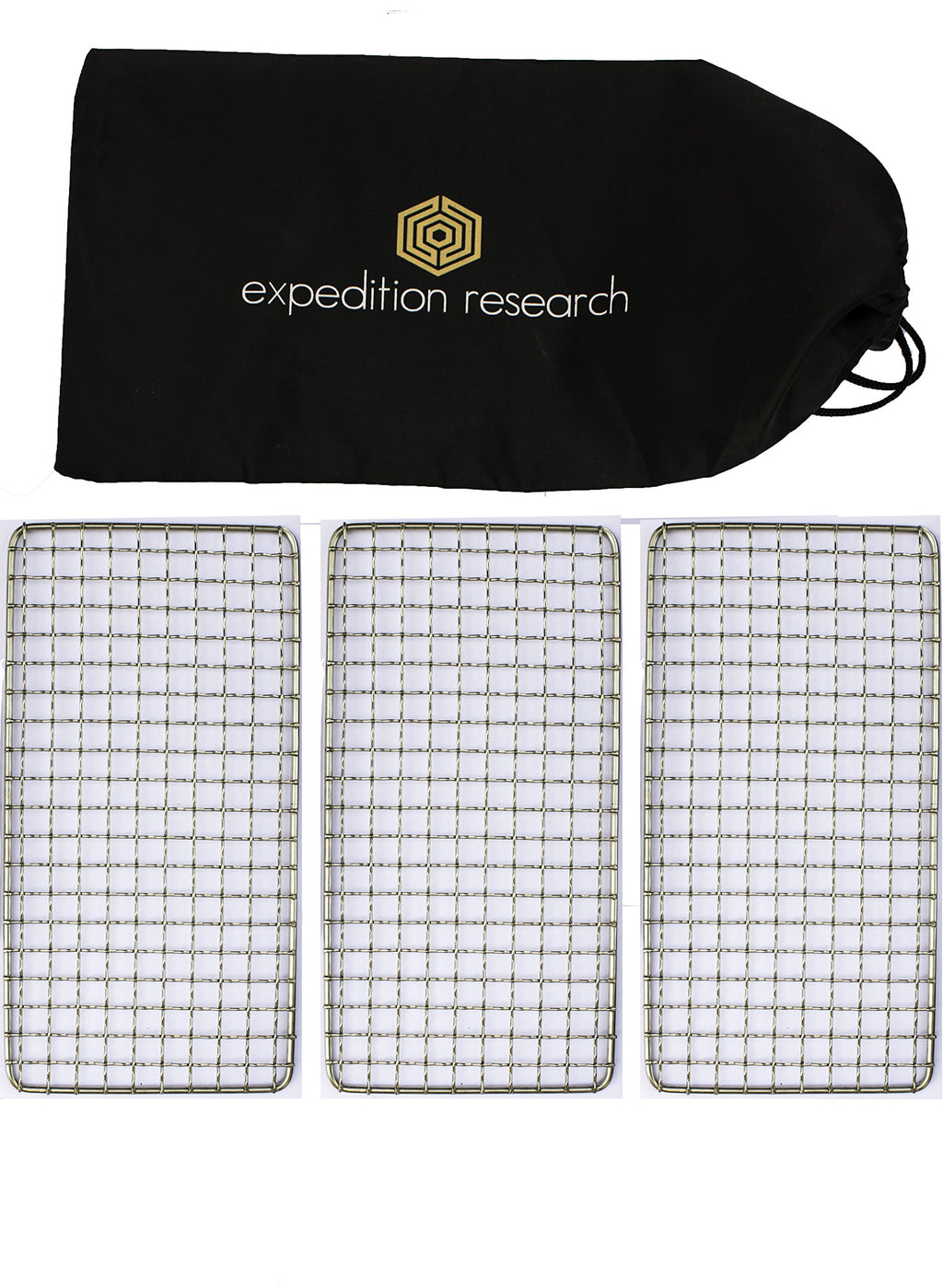 Family 3-Pack - The Original Bushcraft Grill - Welded Stainless Steel High Strength Mesh (Campfire Rated) - Expedition Research 