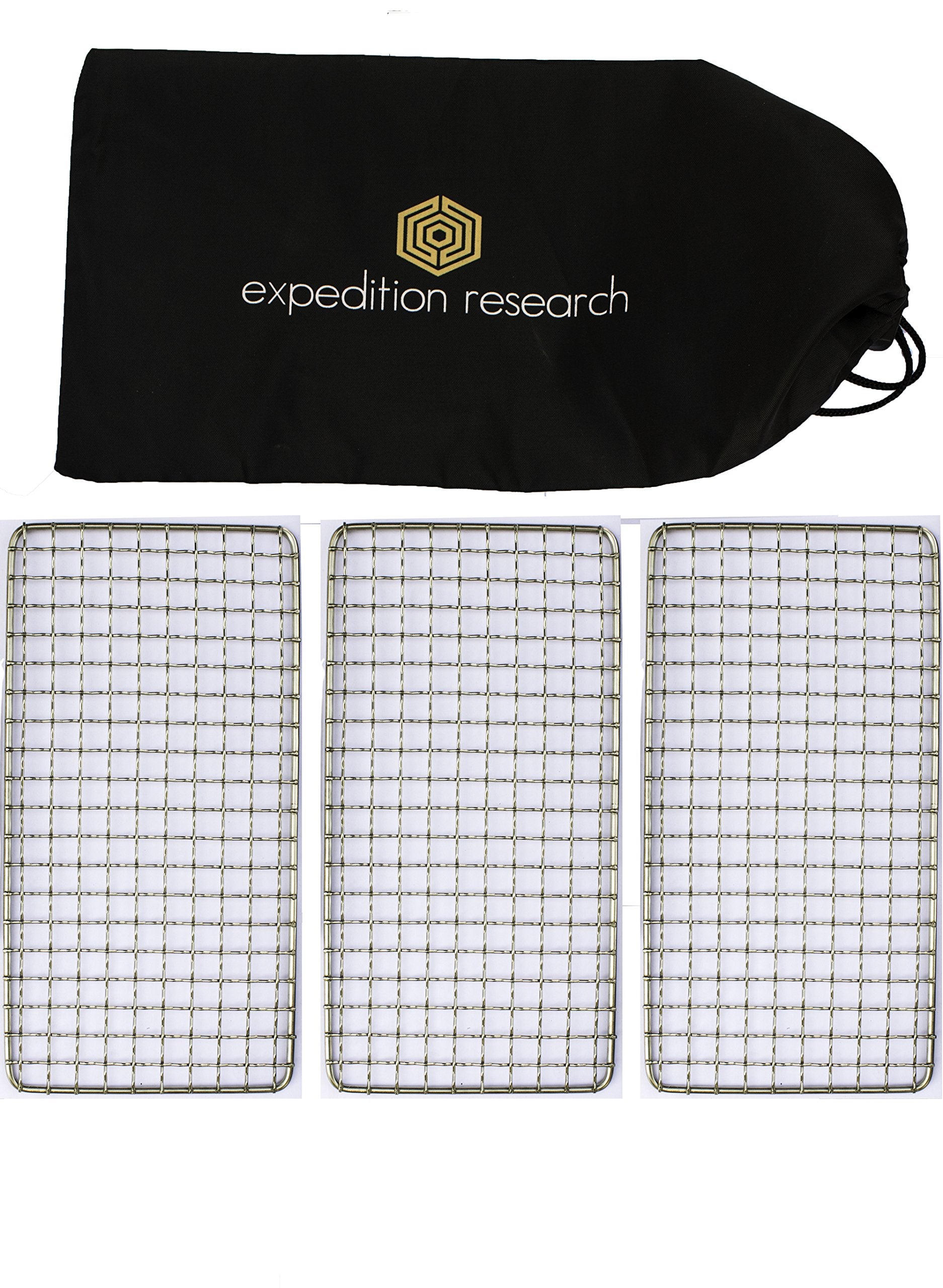 Family 3-Pack - The Original Bushcraft Grill - Welded Stainless Steel High Strength Mesh (Campfire Rated) - Expedition Research 
