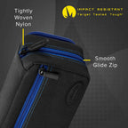 Casemaster By Gld Products Plazma Pro Dart Case/Wallet Black With Sapphire Zipper And Phone Pocket, Sapphire Trim
