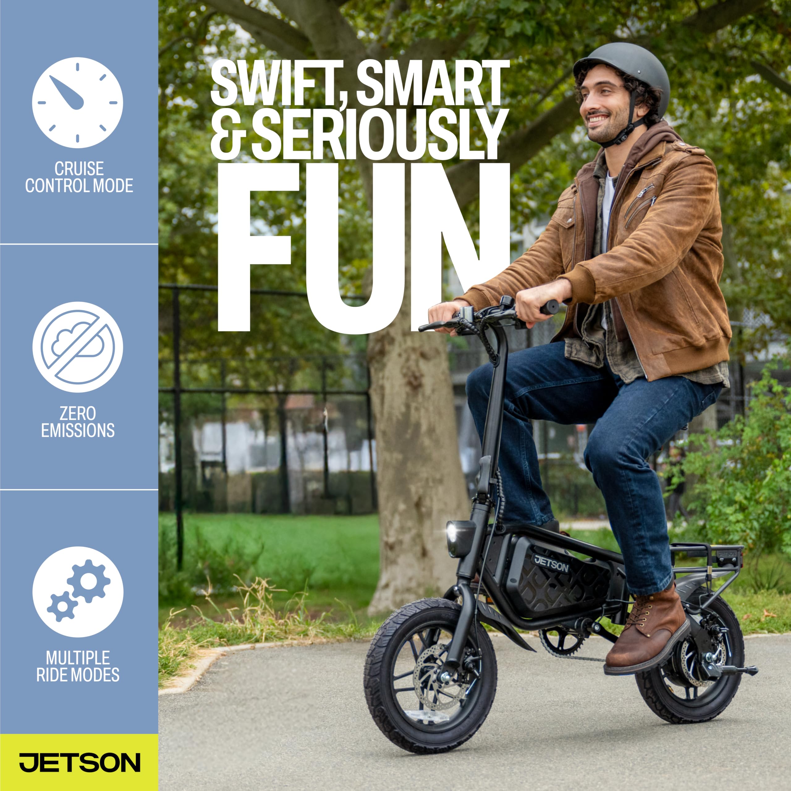 Jetson Bolt Pro Max Electric Bike, Pedal Assist, Foldable, Built-in Carrying Handle, Lightweight Frame, LED Headlight, Cargo Rac