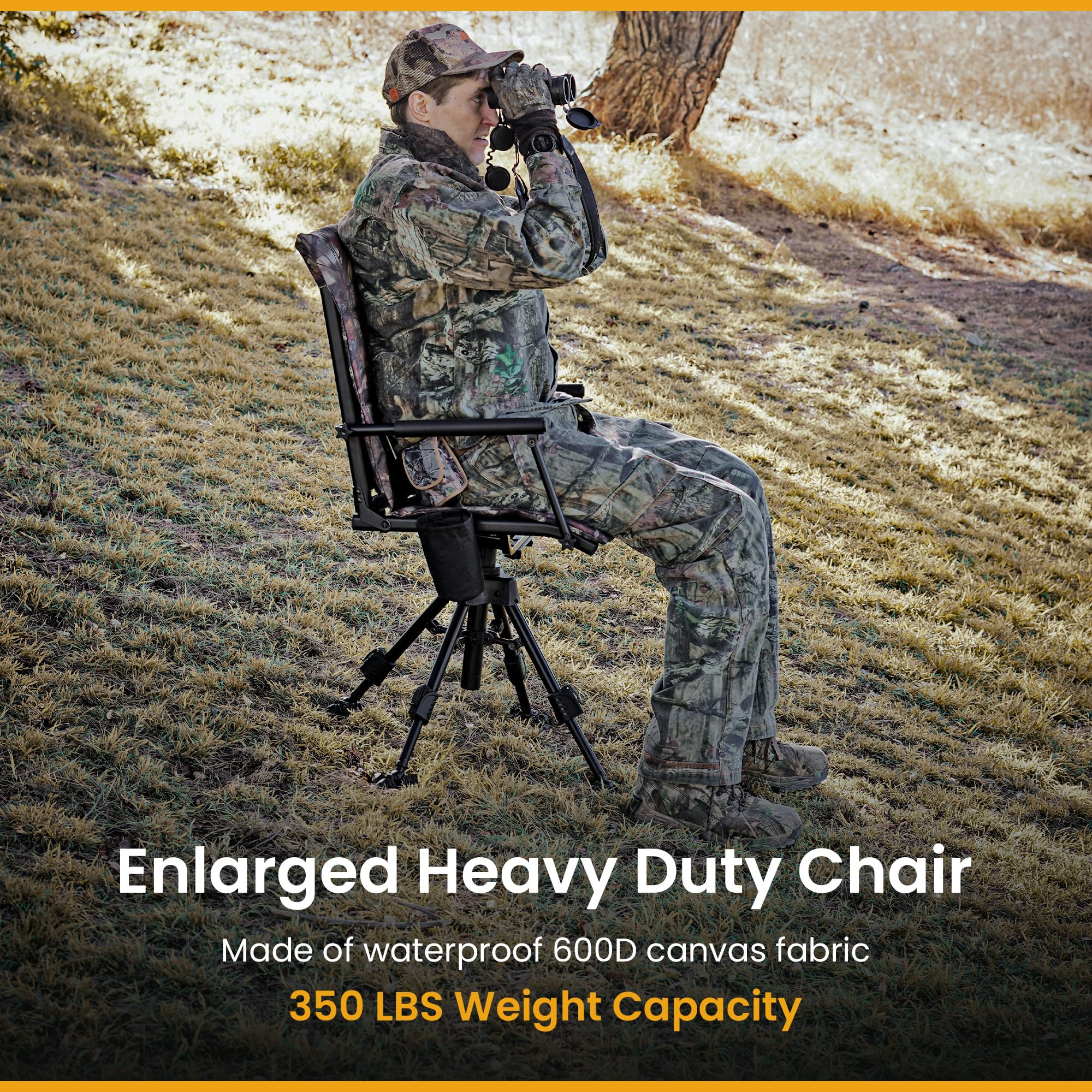 Arrowhead Outdoor 2-Pack Folding 360 Hunting Swivel Blind Chair With Removable Camouflage Seat Pad, Armrest, No-Sink Feet, Shoul