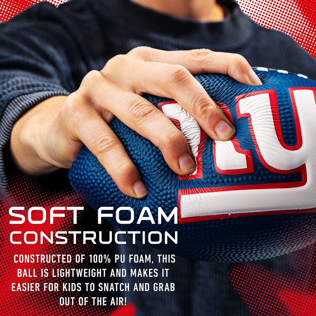 Franklin Sports Nfl New York Giants Football - Kids Foam Football - Soft Football - Mini Size - Perfect For Gameday - 8.5'' 3D L