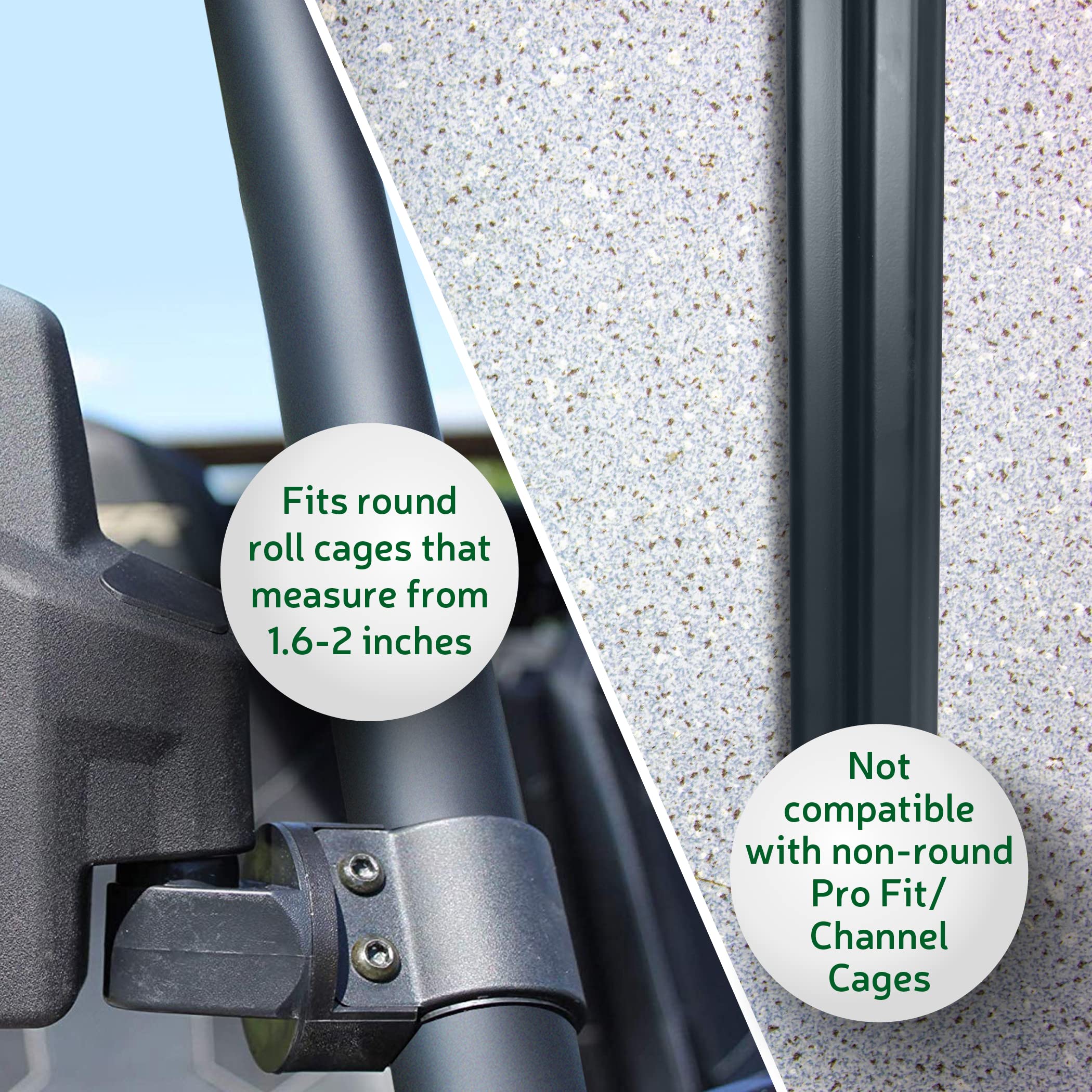 Bevel Engineering Utv Rear View Side Mirror Kit (2 Pack) - Fits With 16 - 2 Round Roll Cage Bar - Break Away And Adjustable - Hi