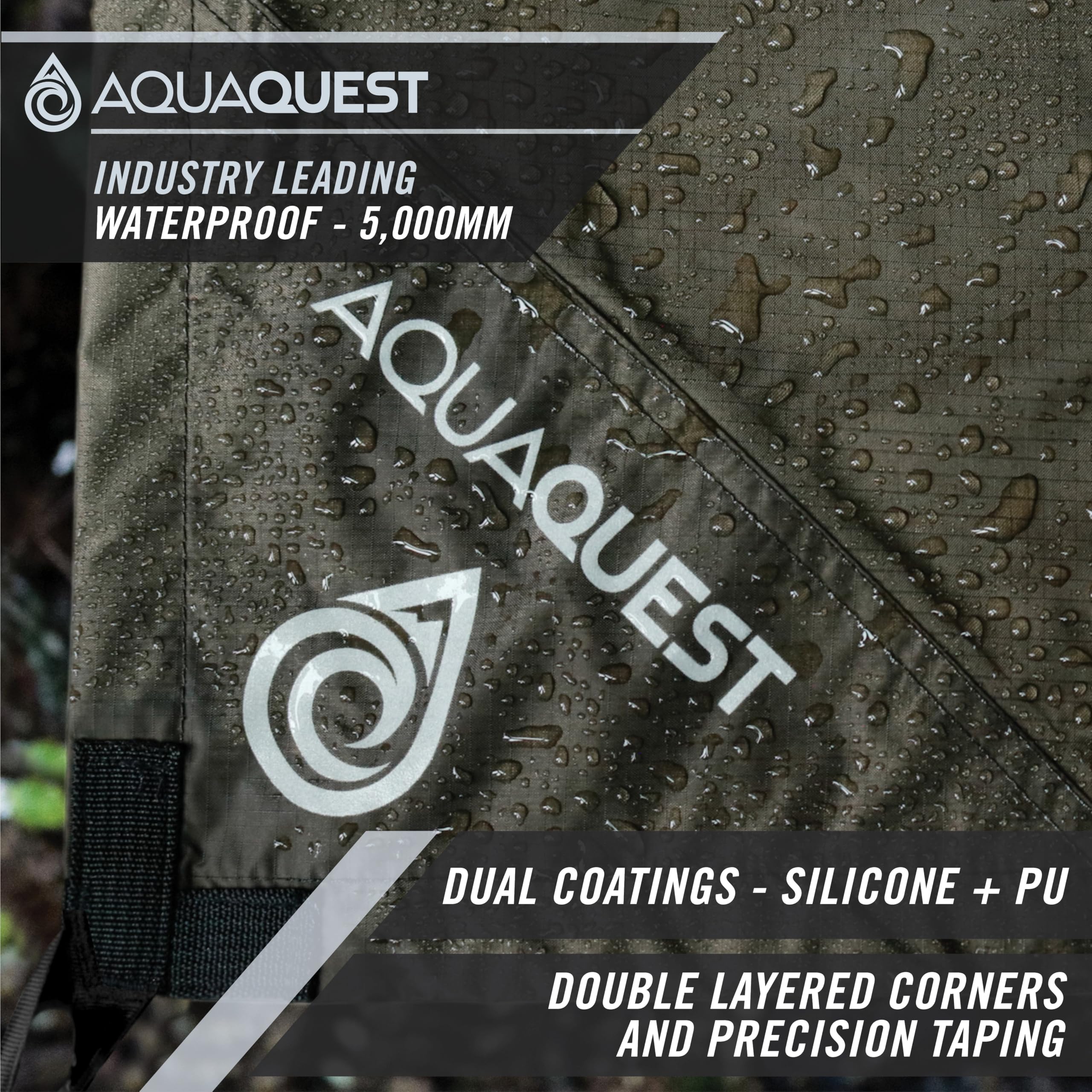 Aquaquest Guide Tarp - Ultralight Waterproof (5,000 Mm) Seam-Taped 40D Ripstop Rain Fly For Backpacking, Stealth Camping & Thru-