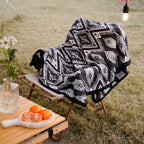 Putian Merino Wool Blanket Camping Outdoor Blanket - 63'' X 51'' Bohemia Grey Great For Camping, Outdoors, Sporting Events, Surv