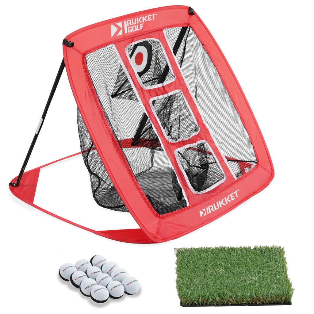 Rukket Pop Up Golf Chipping Net  Outdoor/Indoor Golfing Target Accessories And Backyard Practice Swing Game With 12 Foam Trainin