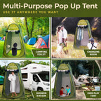 Outsmart Gadgets Portable Toilet Kit For Adults With Camping Night Lantern, Folding Xl Toilet Seat, Pop Up Privacy Tent And Carr