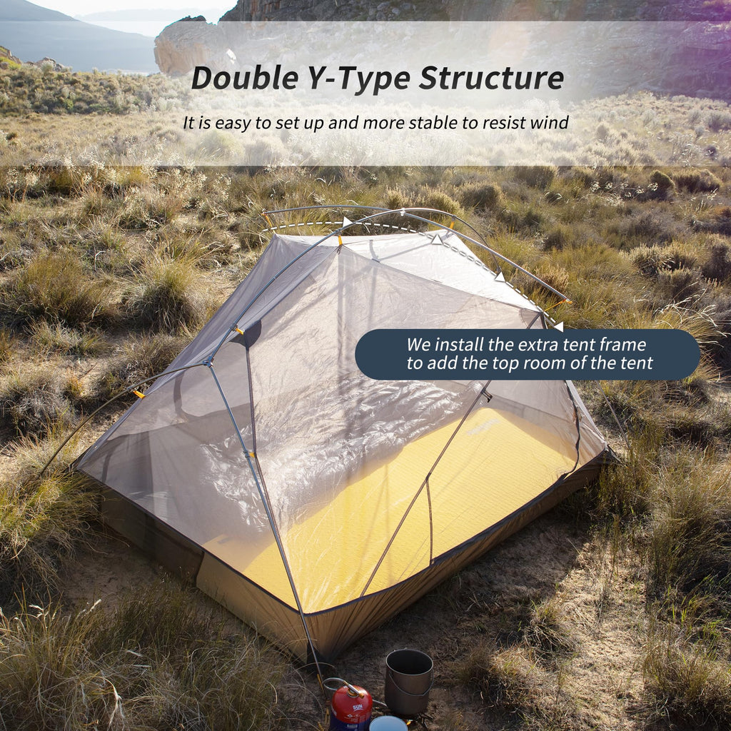 Naturehike Mongar 2 Person Backpacking Tent, 3 Season Camping Tent,Double Layer Free Standing Two Person Tents For Camping Hikin