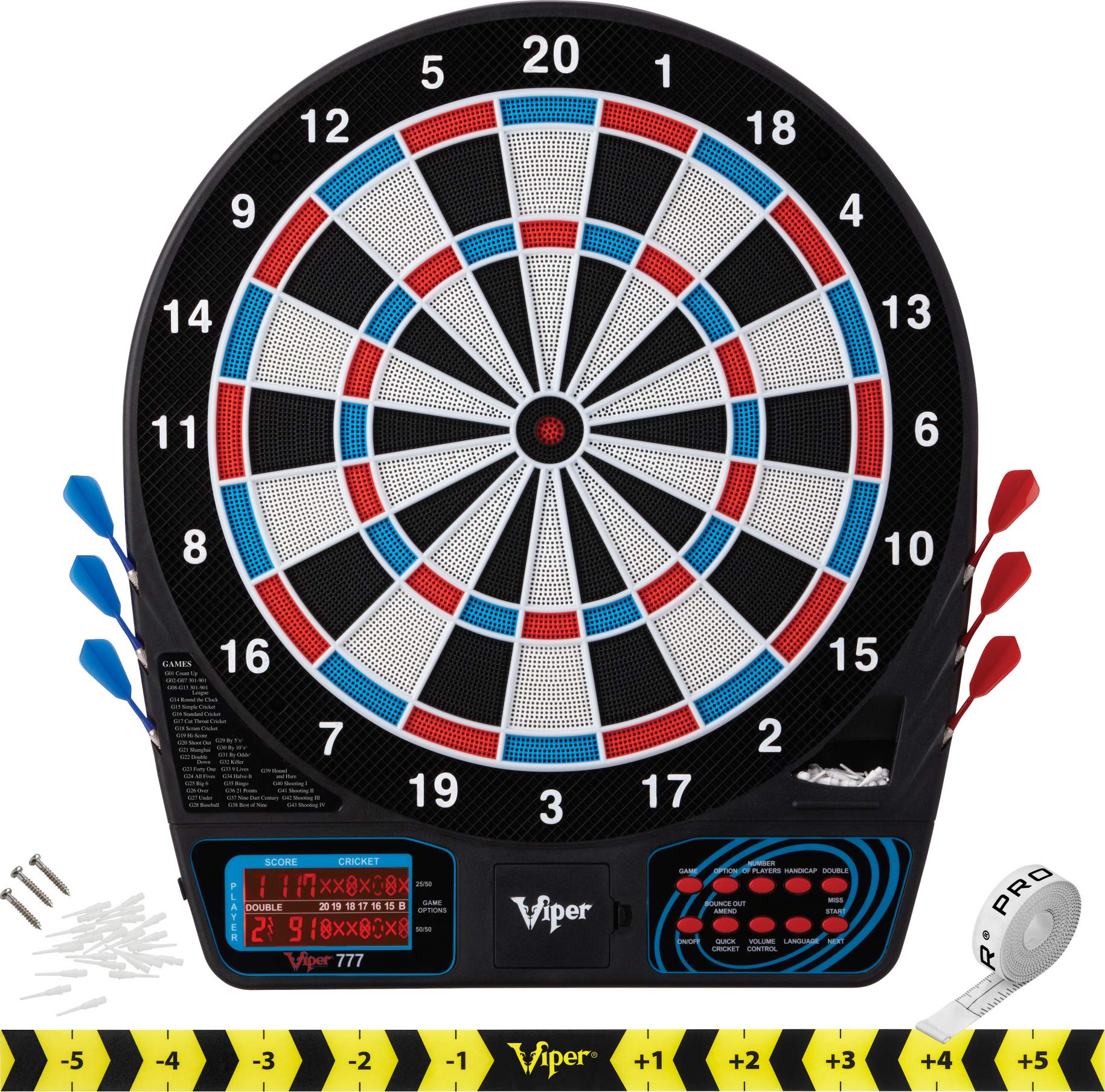 Viper By Gld Products 777 Electronic Dartboard Sport Size Over 40 Games Auto-Scoring Lcd Cricket Display Impact-Tough Target For