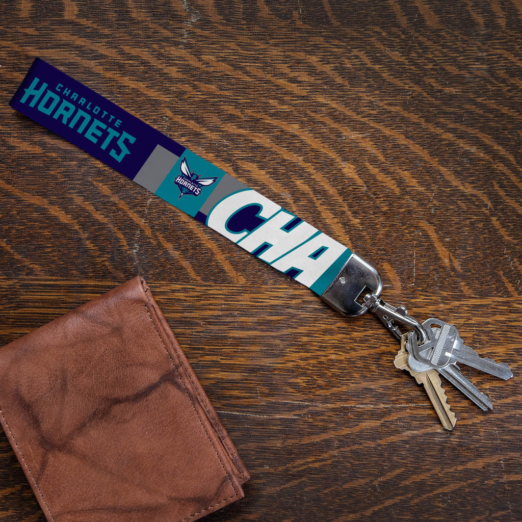Rico Industries Nba Basketball Charlotte Hornets Wrist Lanyard Key Chain, Cute Wristlet Strap Keychain Holder For Women Men Car