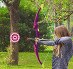 Click N' Play Pink Bow & Arrow Archery Set For Girls, Toy Bow & Arrow That Lights Up For Outdoor Play With 3 Suction Cup Arrows,