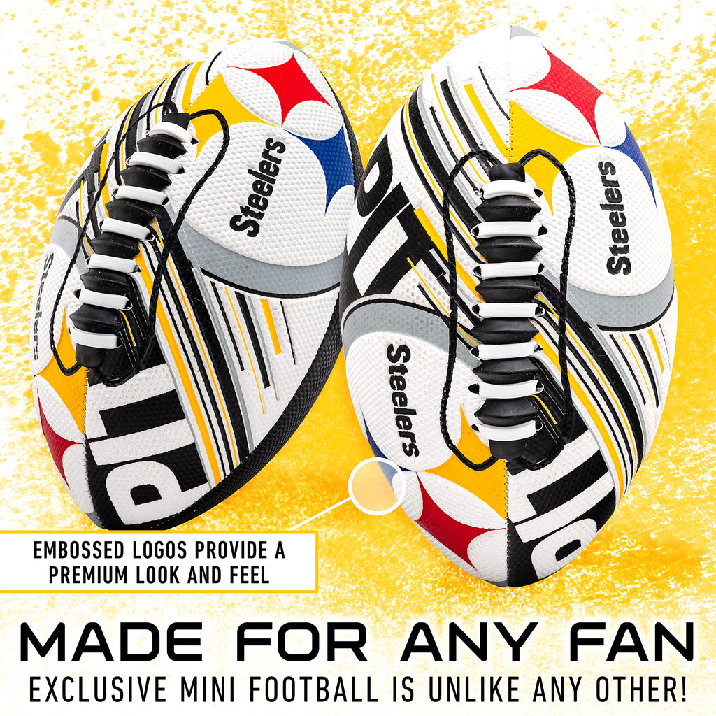 Franklin Sports Nfl Pittsburgh Steelers Football - Youth Mini Football - 8.5'' Junior Size Ball - Spacelace Easy Grip Texture- P