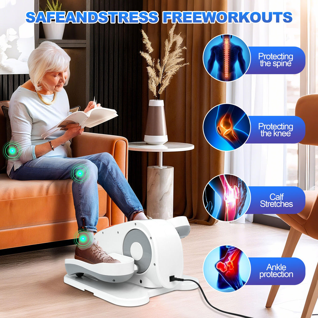 Under Desk Elliptical Machine-Elliptical Machine For Seniors,Portable Silent Electric Home Leg Exerciser With Remote Control,12