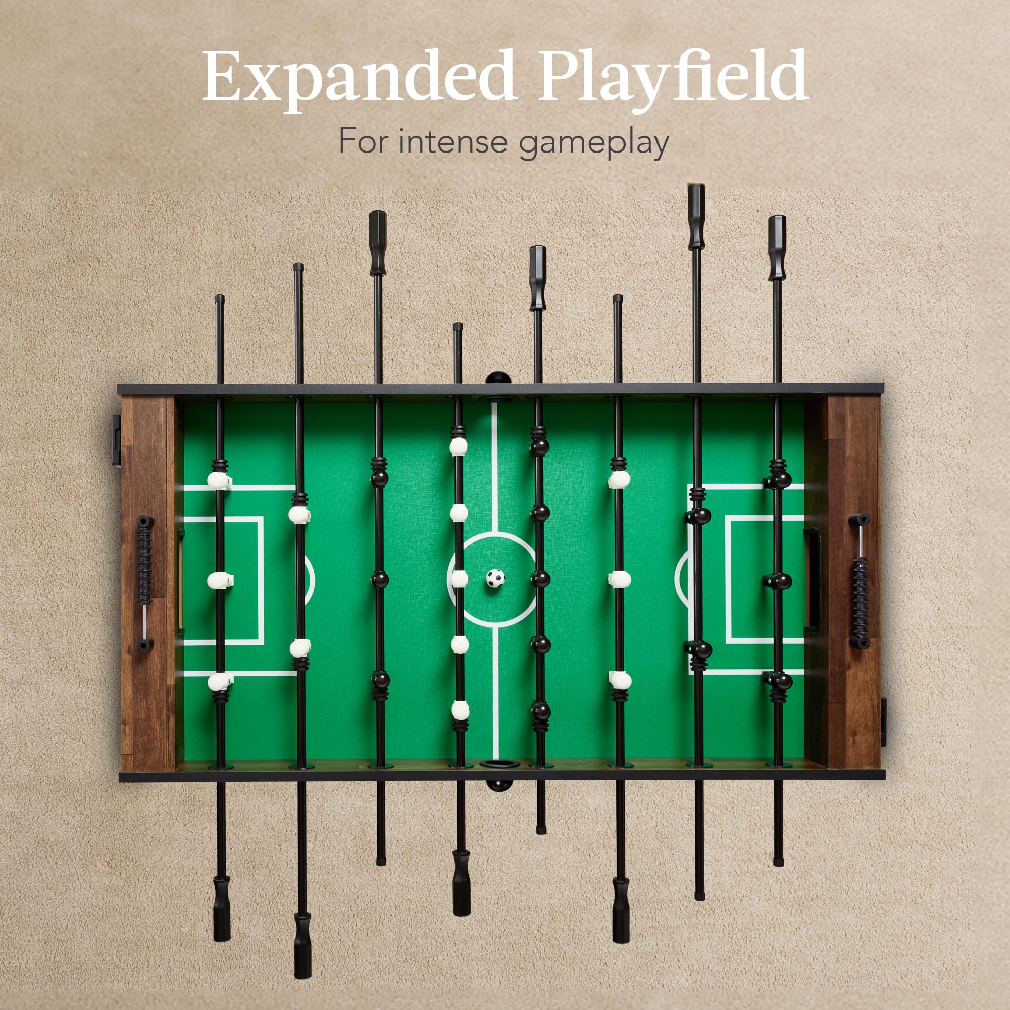 Best Choice Products Large 54 Inch Full-Size Foosball Table For Home, Game Room - Includes 2 Balls, 2 Cup Holders - Walnut