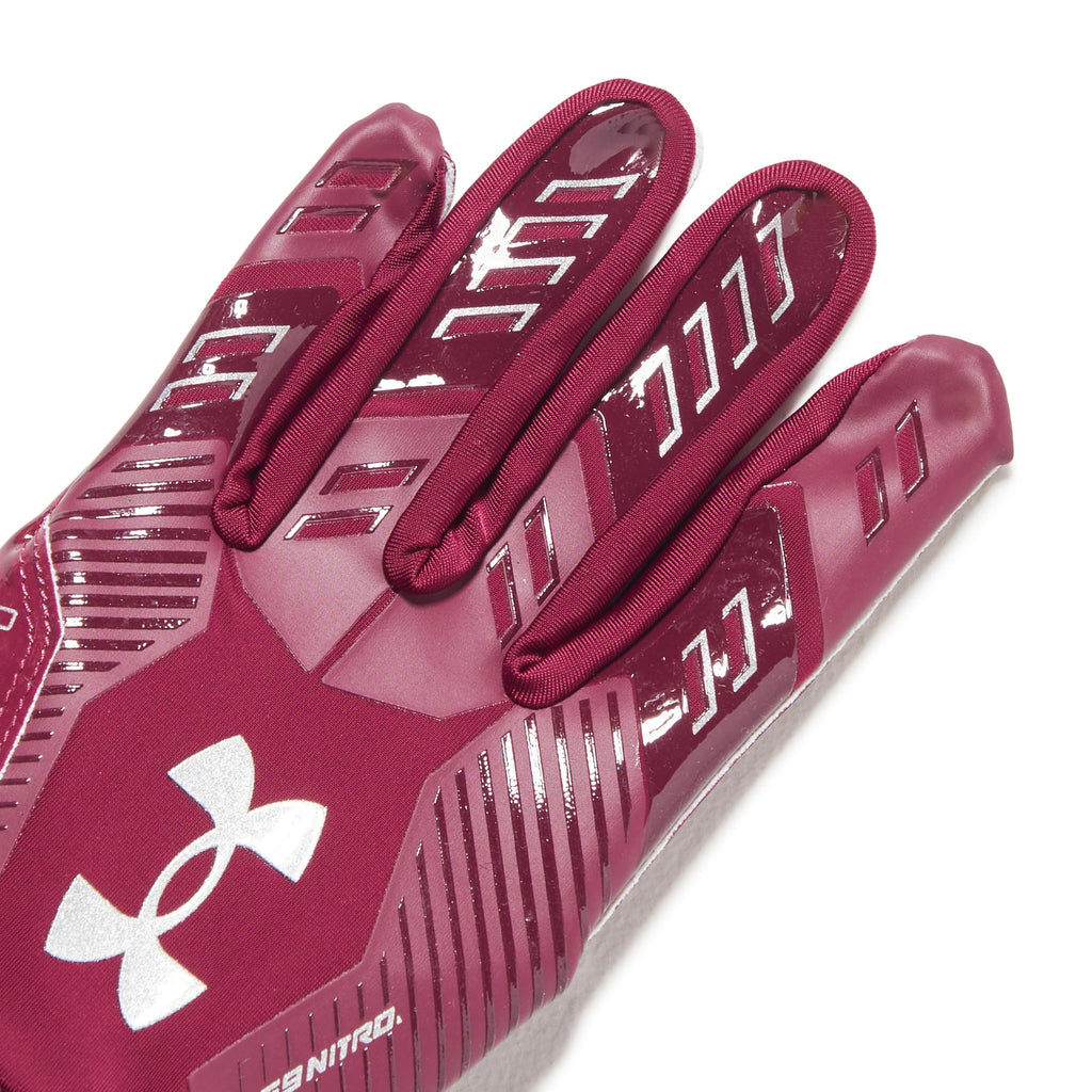 Under Armour Men'S F9 Nitro Football Gloves, (609) Maroon/Sedona Red/Metallic Silver, X-Large