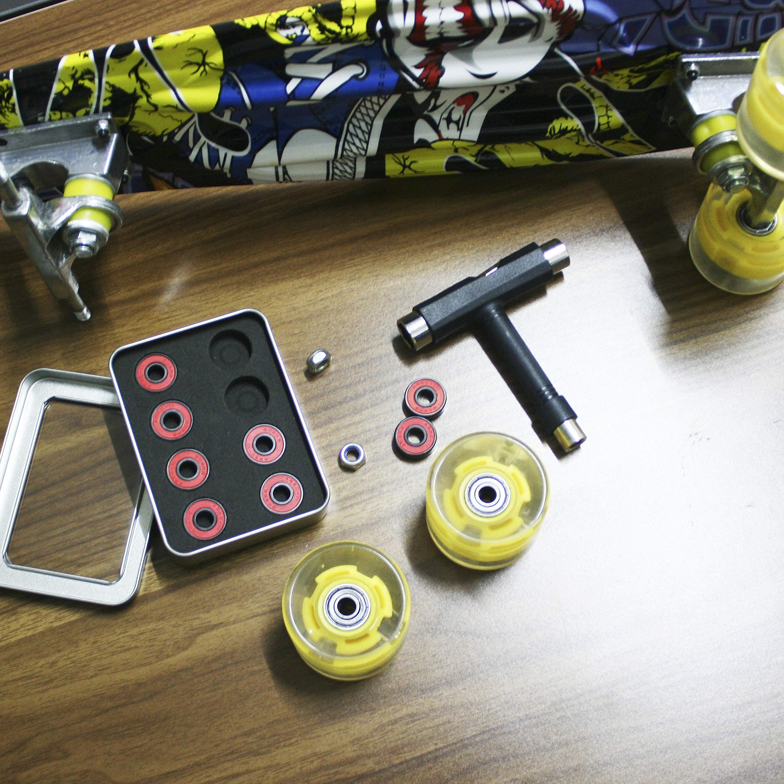 Senston Ceramic Skateboard Bearings High Speed Double Shielded 608 Rs Abec-11 8 Pack Set For Skateboard Trucks Scooters Wheel Ro