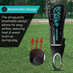 Malaga Soccer Shin Guard with Adjustable Straps-Black/Teal - Vizari Sports