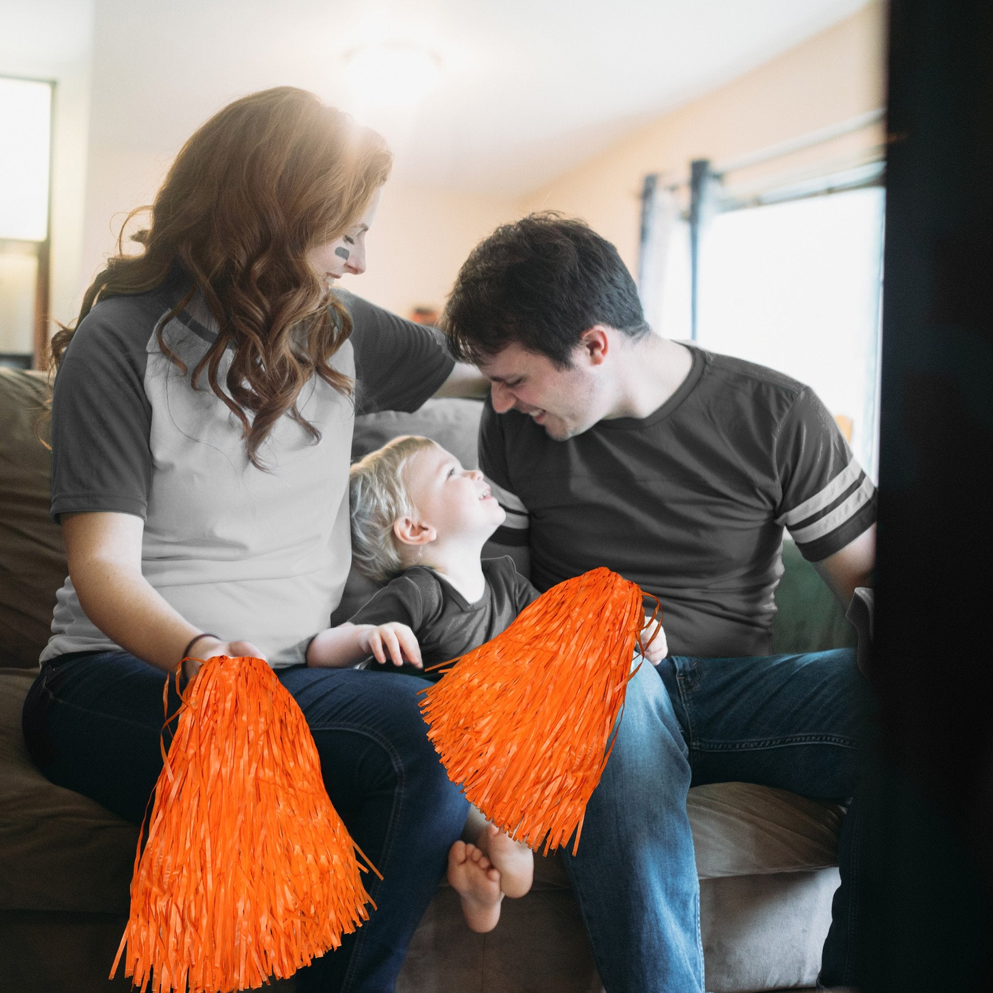 Windy City Novelties - 12 Pack - Orange Cheerleader Pom Poms  For Cheerleading, Cosplay, Halloween, Party Supplies