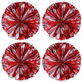Hlonon 4 Pack Cheerleader Pom Poms Sports Dance Cheer Plastic Pom Poms Cheerleading For Sports Team Spirit Cheering (Red Silver)