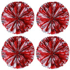 Hlonon 4 Pack Cheerleader Pom Poms Sports Dance Cheer Plastic Pom Poms Cheerleading For Sports Team Spirit Cheering (Red Silver)