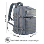 Lhi Military Tactical Backpack For Men And Women 45L Army 3 Days Assault Pack Bag Large Rucksack With Molle System - Grey