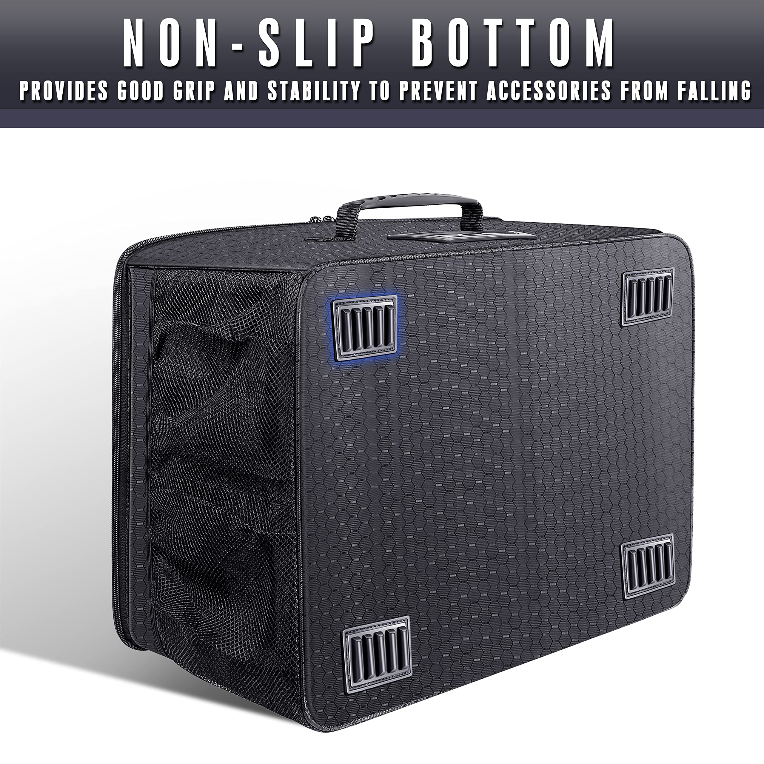 Champkey Golf Trunk Organizer Storage-Portable And Foldable Golf Travel Storage Locker Ideal For Travel Golf And Car Golf (Black