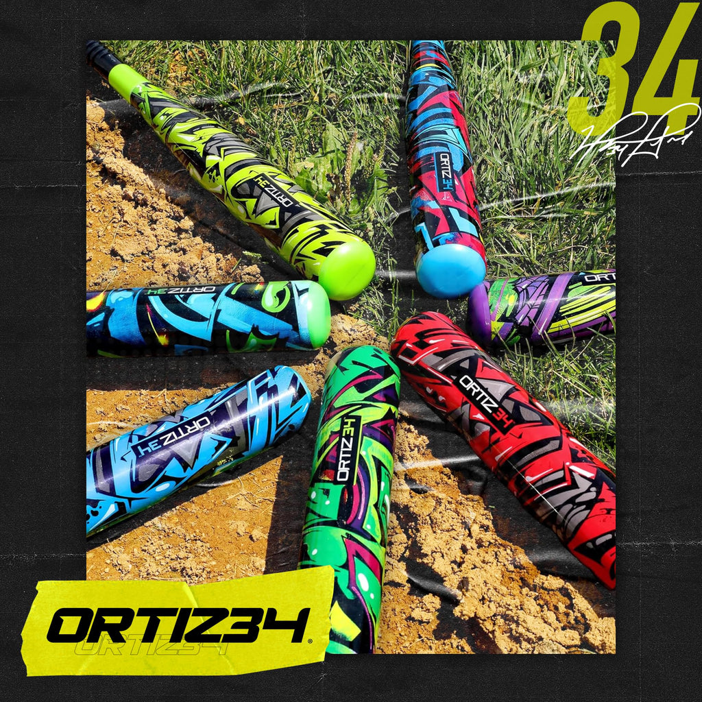 Ortiz34 Bat & Ball Set - Graffiti Plastic Bat & Ball Homerun Set- David Ortiz Backyard Baseball Set for Youth, Kids, Teenagers,