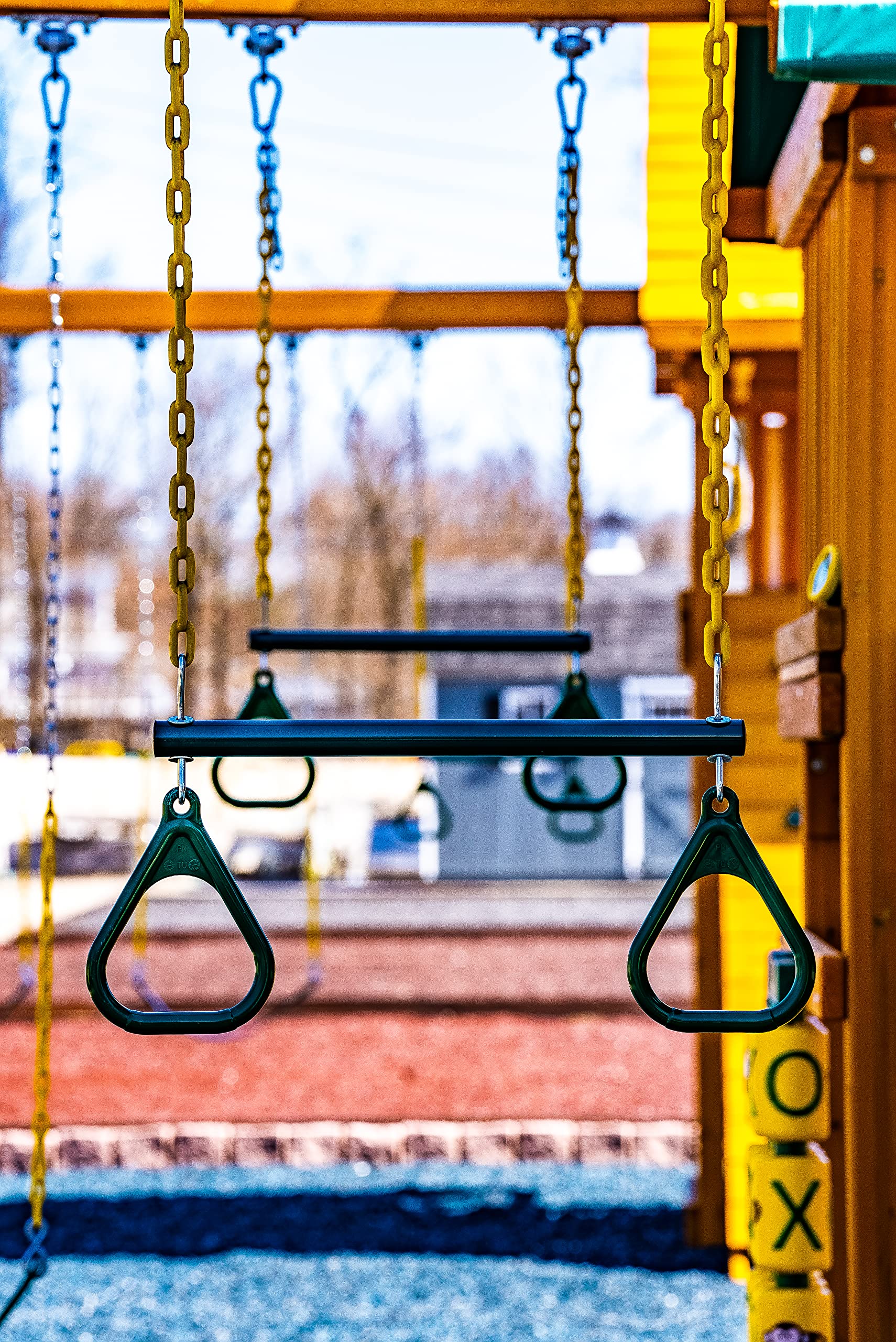 Eastern Jungle Gym Heavy-Duty Ring Trapeze Bar Combo Swing ,Large 20'' Trapeze Bar With Coated Swing Chains 43'' Long