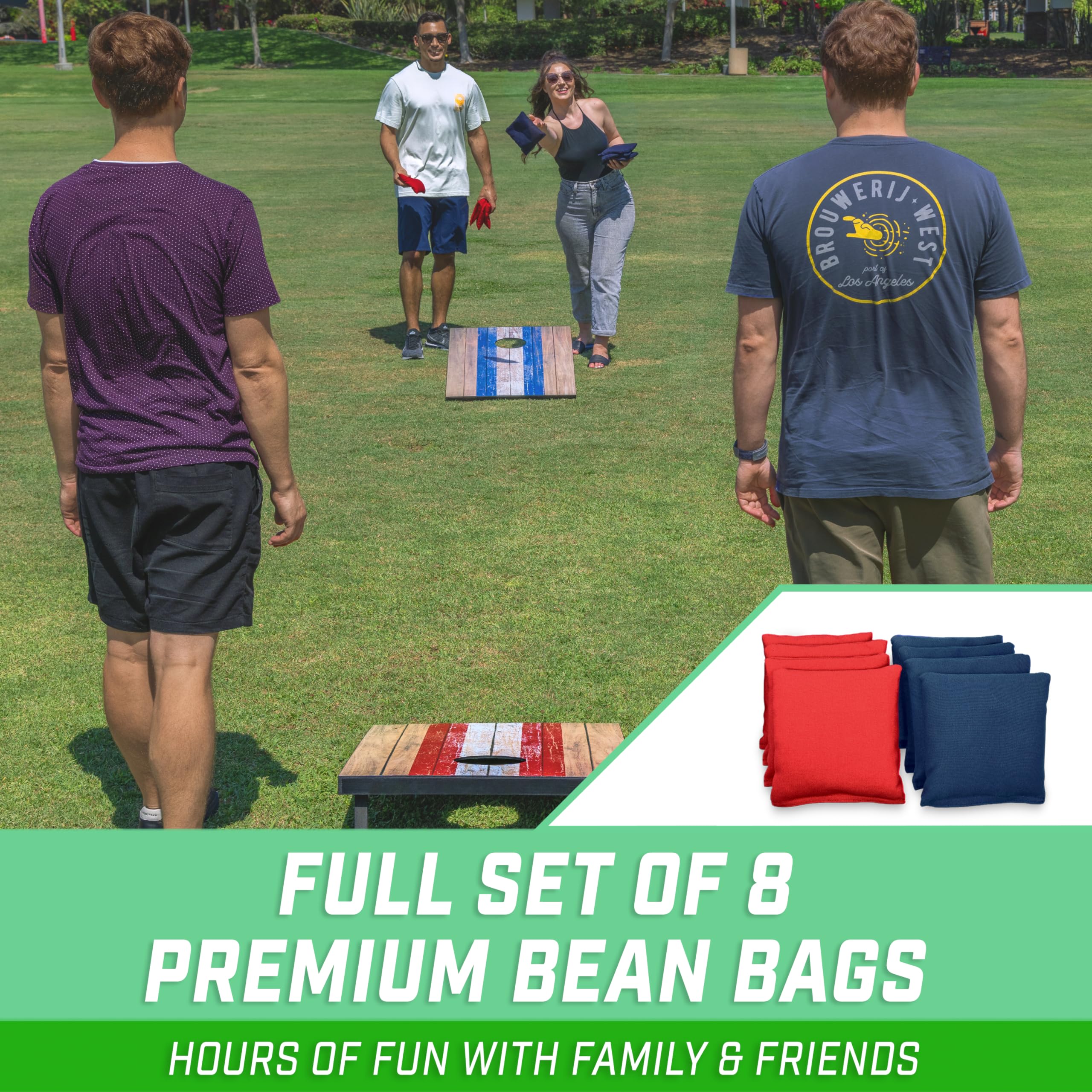 Gosports 3 X 2 Ft Barnwood Design Cornhole Game Set - Includes Two 3 X 2 Ft Boards, 8 Bean Bags, And Carry Case