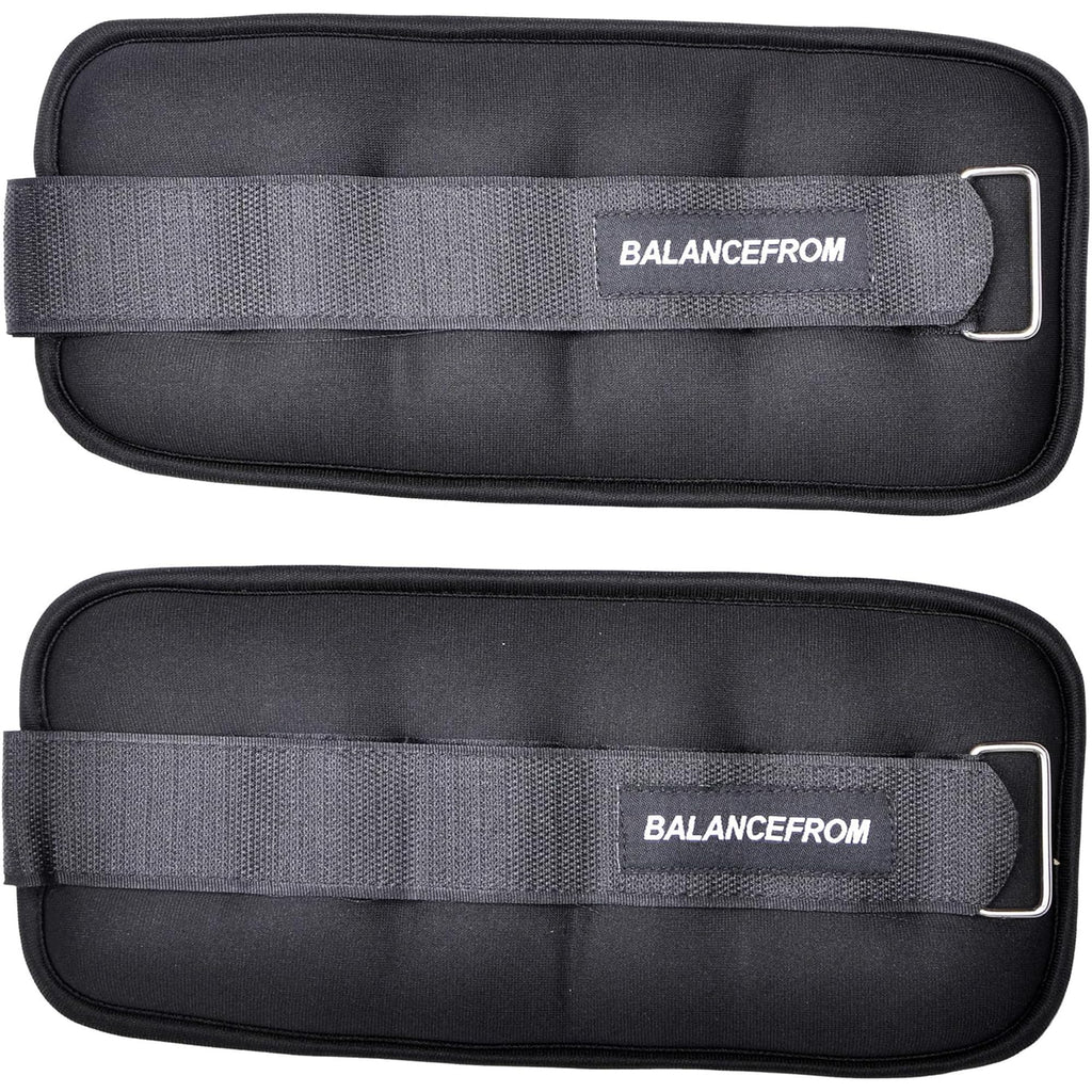 Signature Fitness Fully Adjustable Ankle Wrist Arm Leg Weights, 4 lbs each (8-lb pair), Black