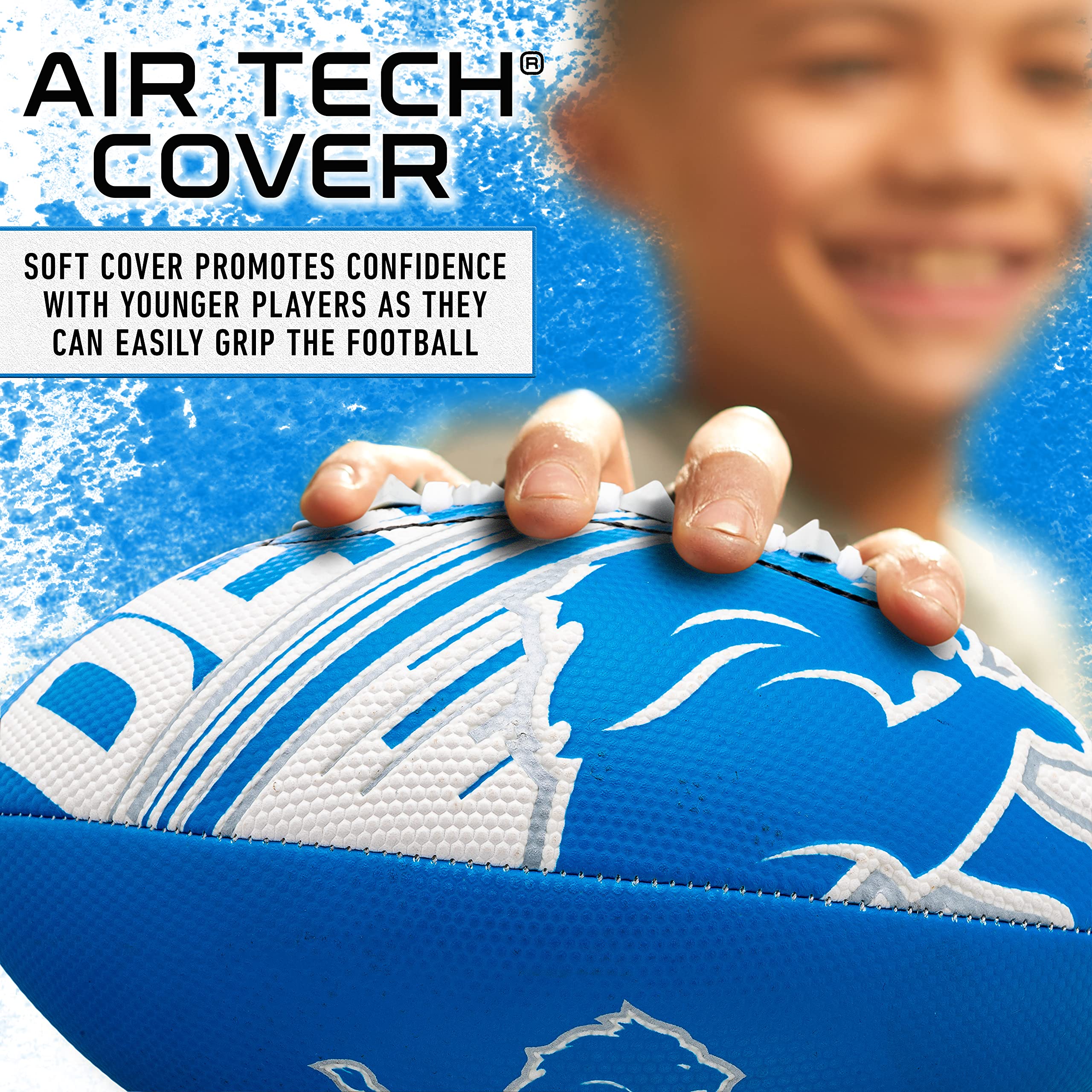 Franklin Sports Nfl Detroit Lions Football - Youth Mini Football - 8.5'' Junior Size Ball - Spacelace Easy Grip Texture- Perfect