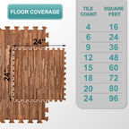 Sorbus 48Sq. Ft. Wood Grain Floor Tiles Foam Mat Eva Interlocking Mats Tile 3/8-Inch Thick Flooring Wood Puzzle Exercise Mats W/