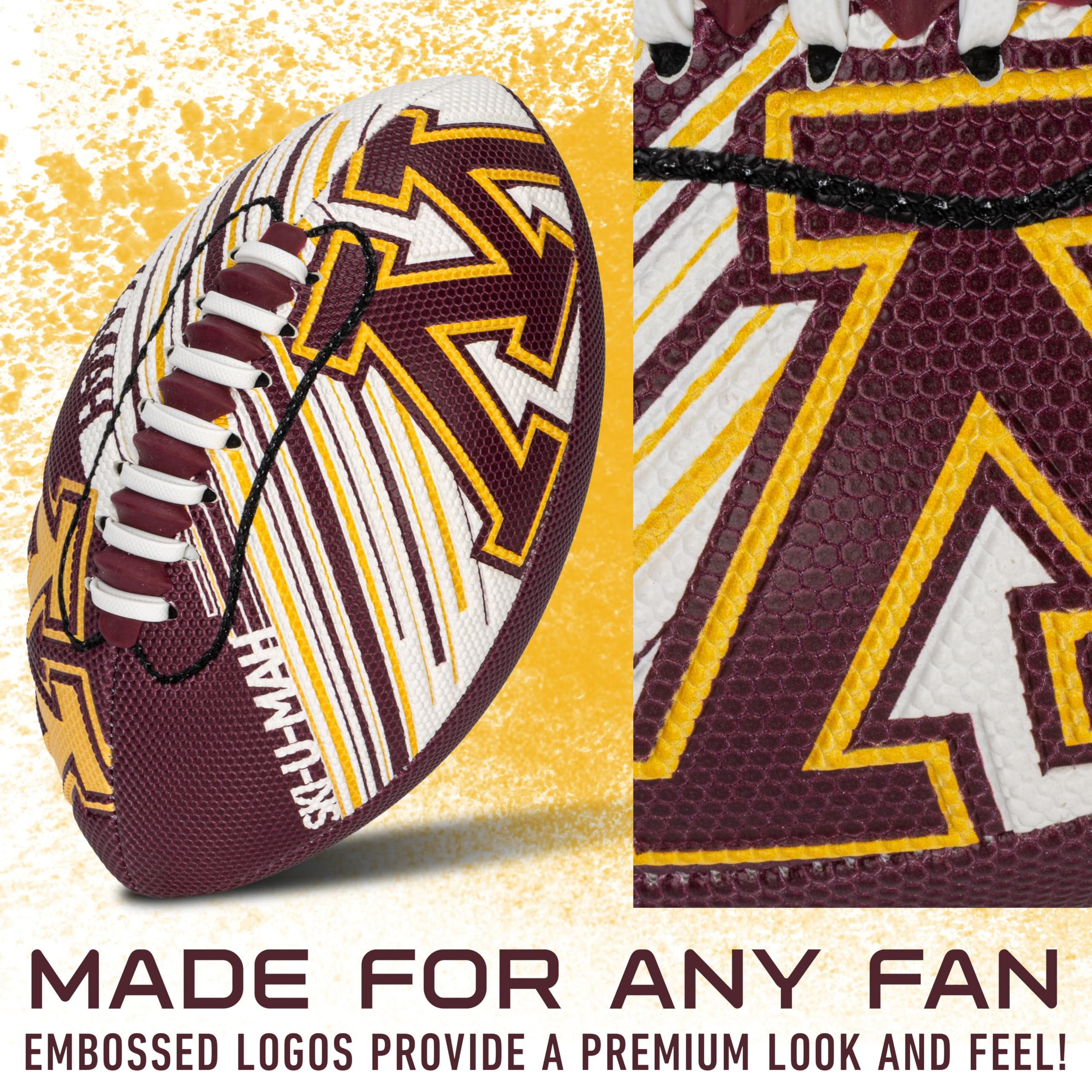 Franklin Sports Minnesota Golden Gophers Foam Football - Youth Mini Football For Kids - 8.5'' Junior Soft Foam Ball - Spacelace
