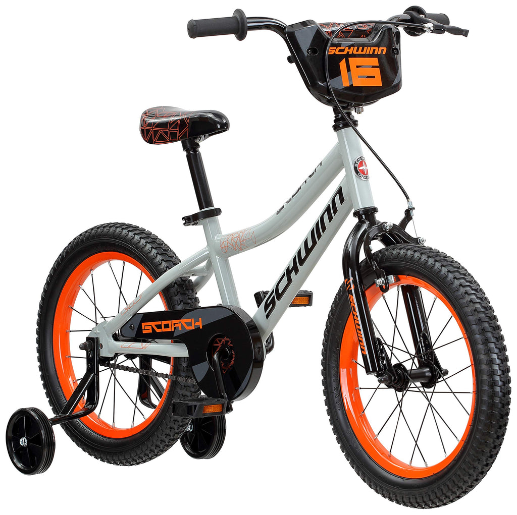 Schwinn Scorch Bike, 16 Inch Bike for Kids Ages 3-13, with Training Wheels or Adjustable Seat, Rear Coaster Brake & Front or Fro