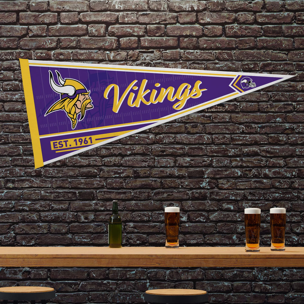 Rico Industries Nfl Football Minnesota Vikings Classic 12'' X 30'' Felt Wall D  Cor Pennant - Great For Home/Bed Room/Man Cave D