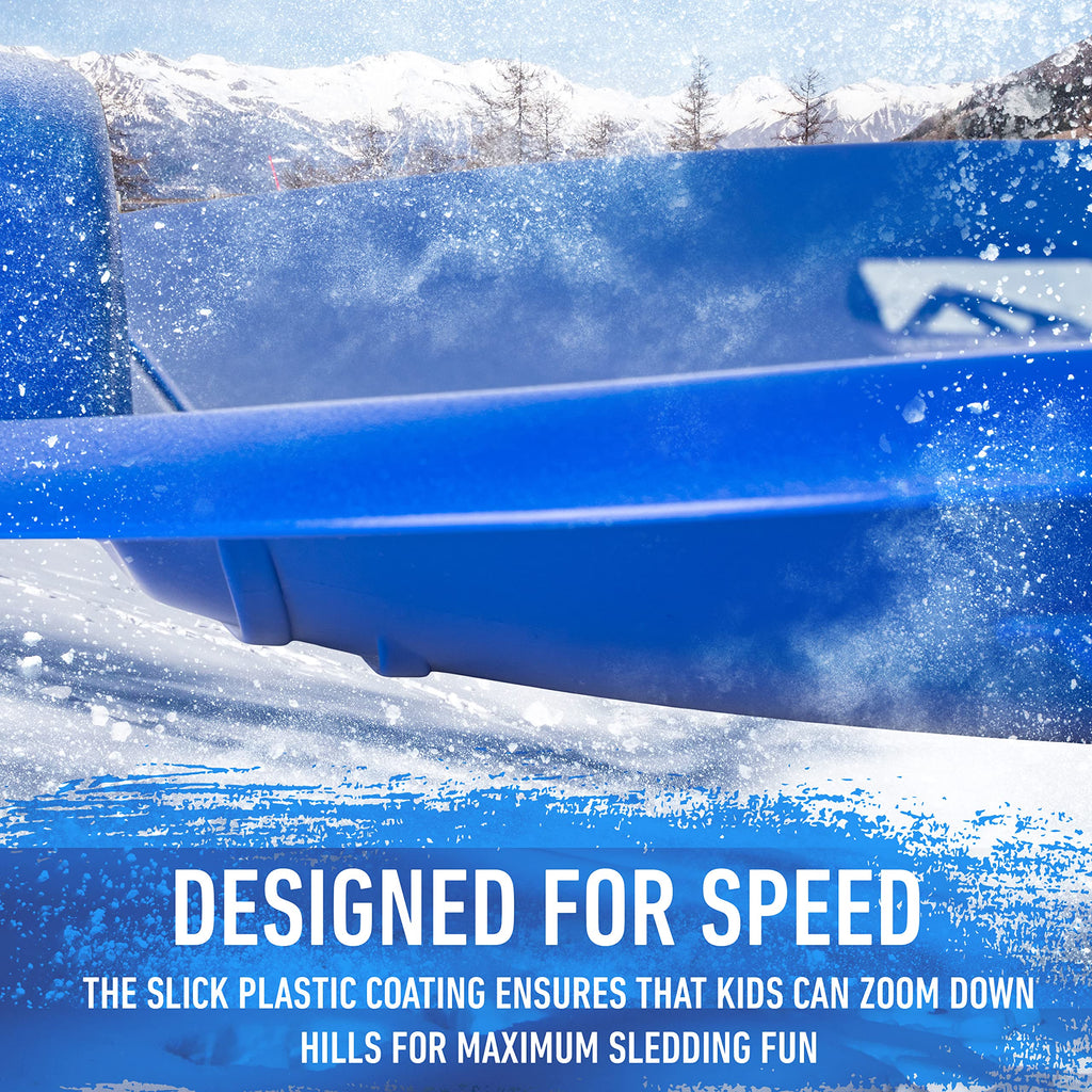 Franklin Sports Kids Saucer Sled - Arctic Trails Round Plastic Snow Sled For Kids - Single Rider 1 Person - Heavy Duty Plastic S