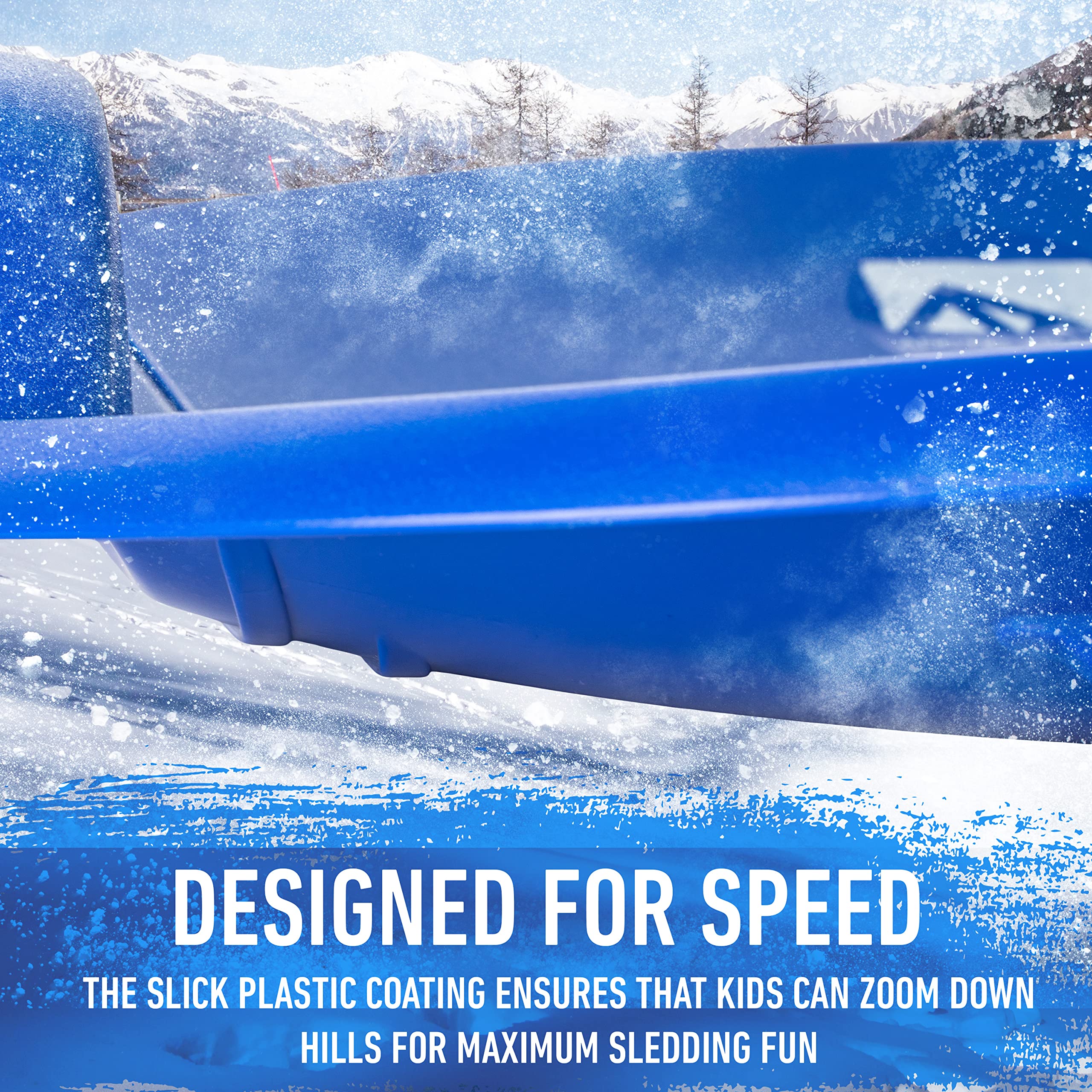Franklin Sports Kids Saucer Sled - Arctic Trails Round Plastic Snow Sled For Kids - Single Rider 1 Person - Heavy Duty Plastic S
