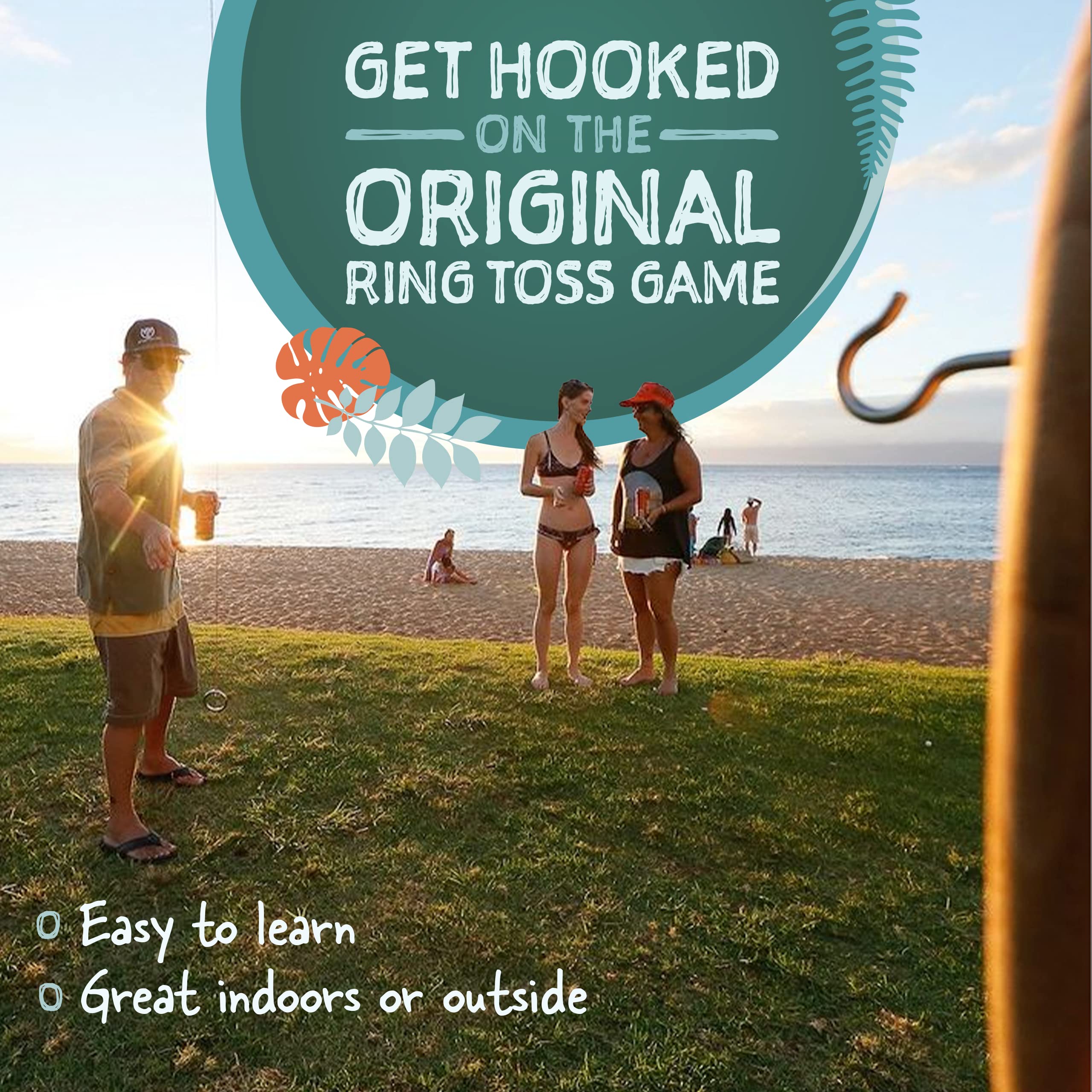 Tiki Toss Ring Toss Game For Adults - 13 Inch Surfboard Edition - Hook And Ring Game For Outdoor & Indoor Use, Gift For Husband,